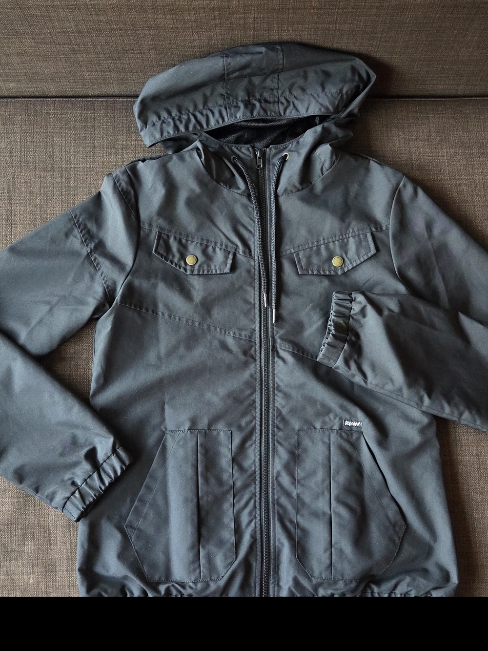Kids Black Hooded Jacket